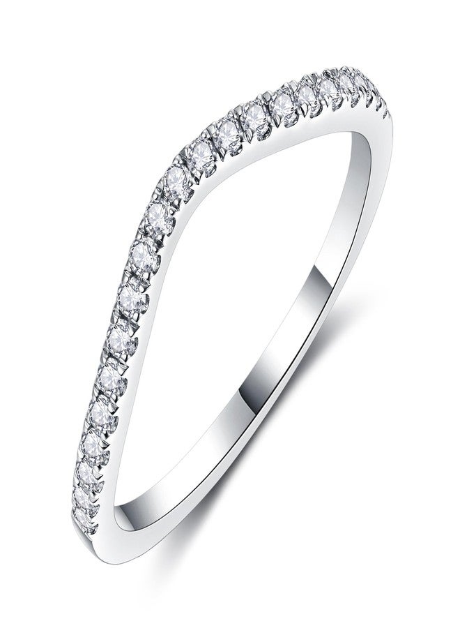 IMOLOVE IMOLOE Moissanite Wedding Bands for Women, 0.2 Carat Thin Eternity Anniversary Rings in 18K White Gold Plated Sterling Silver Size 7 Shine Bright, Spend Light - Image 1